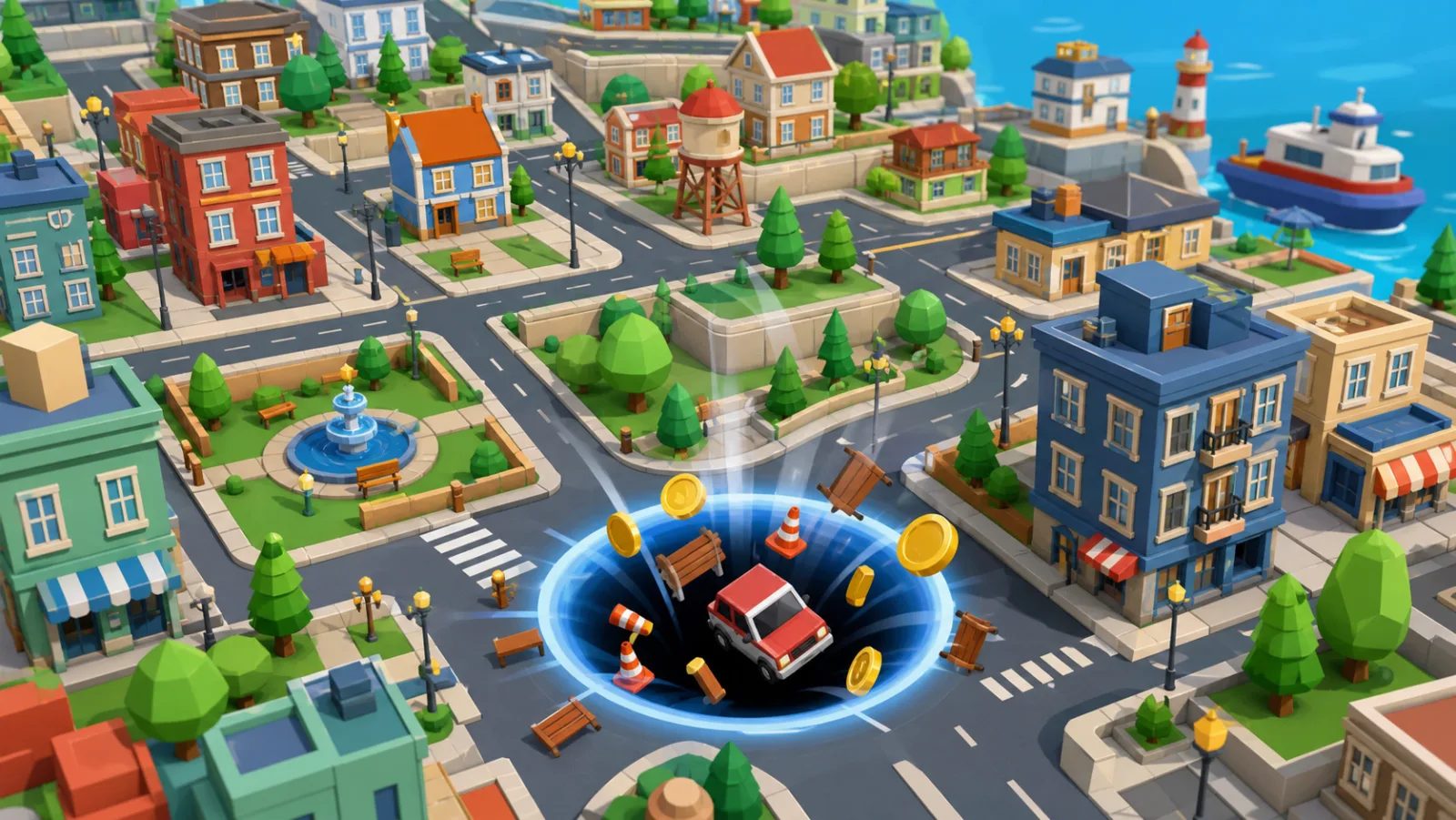 Concept preview of City Chomp 3D toy city gameplay