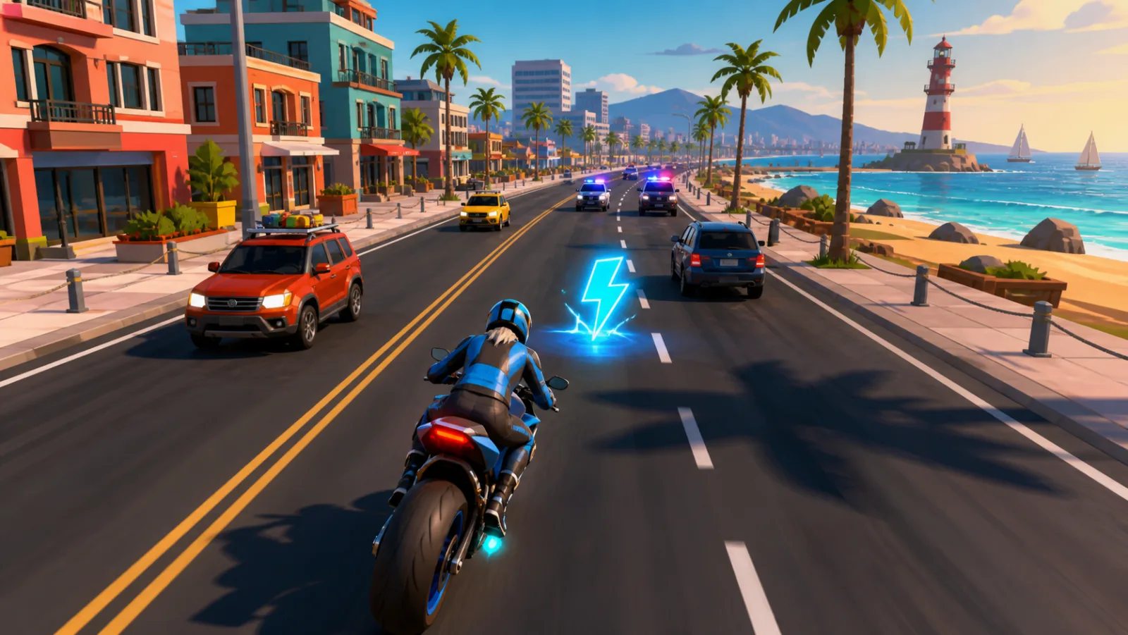 Concept preview of Lightning Escape motorcycle gameplay